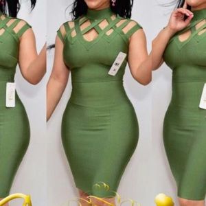 Olive green bandage dress